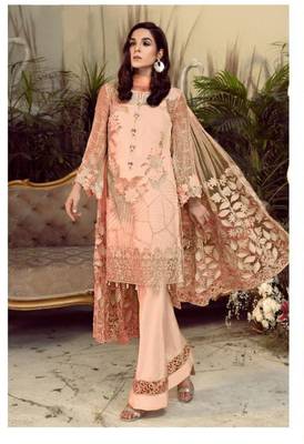Orange embroidered faux georgette salwar 1