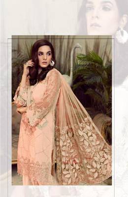 Orange embroidered faux georgette salwar 2