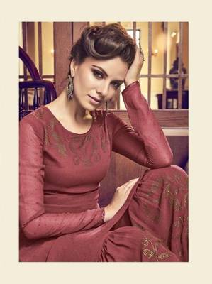 Rani-pink golden print faux georgette salwar 2