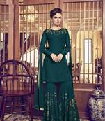 Sea-green golden print faux georgette salwar