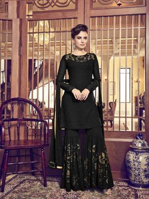 Black golden print faux georgette salwar 1