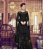 Black golden print faux georgette salwar