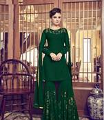Green golden print faux georgette salwar