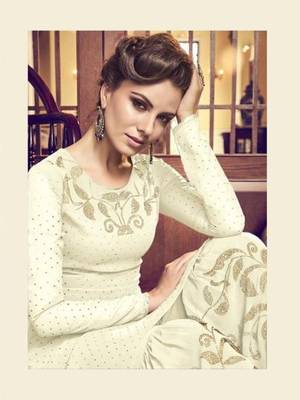 White golden print faux georgette salwar 2