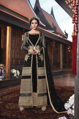 Black embroidered net salwar 1