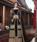 Black embroidered net salwar