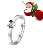 Silver Plated Adjustable Ring With 1 Piece Red Rose Gift Box  For Girls And Women