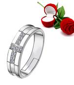 Silver Plated Adjustable Ring With 1 Piece Red Rose Gift Box  For Girls And Women