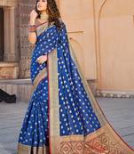 Blue Handloom art silk Jacquard saree with blouse