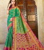 Sea Green art silk Jacquard saree with blouse