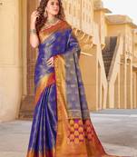 Violet art silk Jacquard saree with blouse
