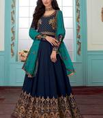 Blue Embroidered Faux Georgette Salwar