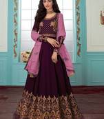Purple Embroidered Faux Georgette Salwar