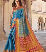 Sky Blue art silk Jacquard saree with blouse