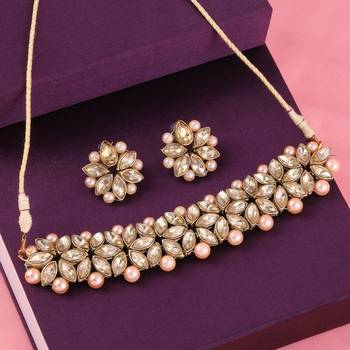 Gold Plated Party Wear Choker Jewellery Set For Girl Women 1
