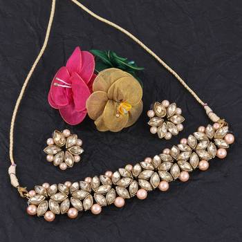 Gold Plated Party Wear Choker Jewellery Set For Girl Women 2