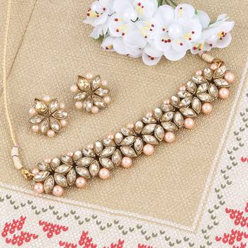 Gold Plated Party Wear Choker Jewellery Set For Girl Women 3