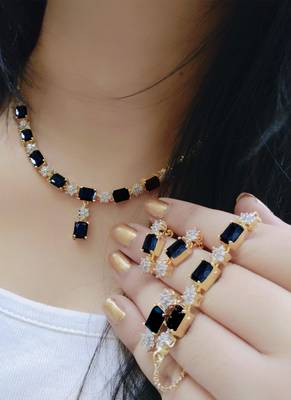 Black American  Diamonds Necklace  Sets 1