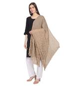 Brown Solid Cotton Crinckled Scarf