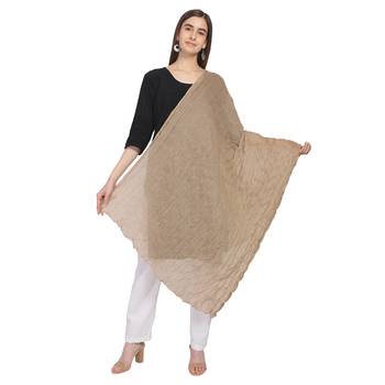 Brown Solid Cotton Crinckled Scarf 2