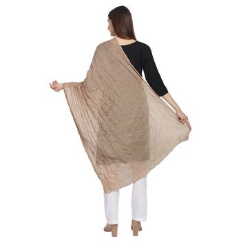 Brown Solid Cotton Crinckled Scarf 3