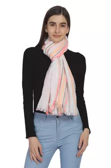 White & Multi Striped Cotton Stole