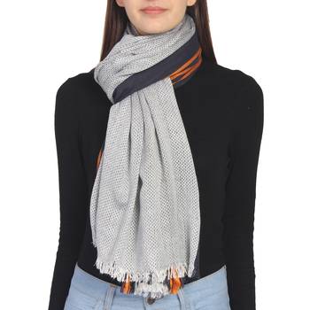 Steel Grey & Multi Woven Geometric Viscose Rayon Stole 2