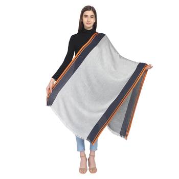 Steel Grey & Multi Woven Geometric Viscose Rayon Stole 3
