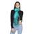 Teal & Black Woven Geometric Viscose Rayon Stole