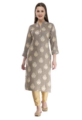 grey WOMENS PRINTED RAYON KURTA KD18A 1