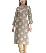 grey WOMENS PRINTED RAYON KURTA KD18A