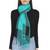 Teal & Black Woven Geometric Viscose Rayon Stole