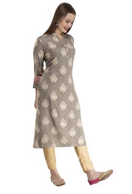 grey WOMENS PRINTED RAYON KURTA KD18A 3
