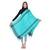 Teal & Black Woven Geometric Viscose Rayon Stole