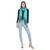 Teal & Black Woven Geometric Viscose Rayon Stole