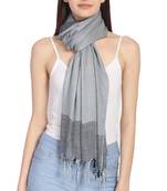 Grey & Black Woven Geometric Viscose Rayon Stole