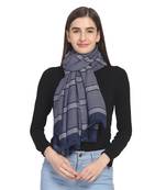 Navy & White Woven Striped Cotton Stole