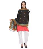 Black & Multi Woven Geometric Viscose Rayon Reversilbe Shawl