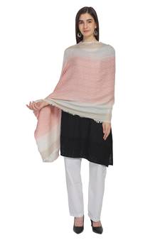 Peach & Ivory Woven Viscose Rayon Blended Shawl