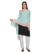 Sea Green & Peach Woven Viscose Rayon Blended Shawl