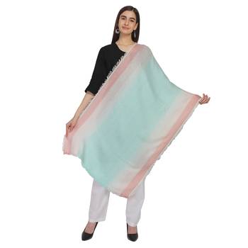Sea Green & Peach Woven Viscose Rayon Blended Shawl 2