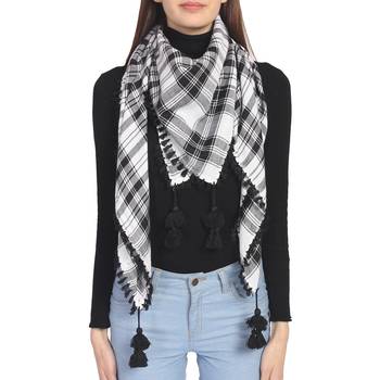 Black & White Woven Arabic Viscose Rayon Square Scarf 1