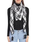 Black & White Woven Arabic Viscose Rayon Square Scarf
