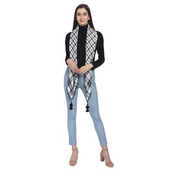 Black & White Woven Arabic Viscose Rayon Square Scarf 4