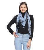 Blue & Black Woven Dobby Viscose Rayon Square Scarf