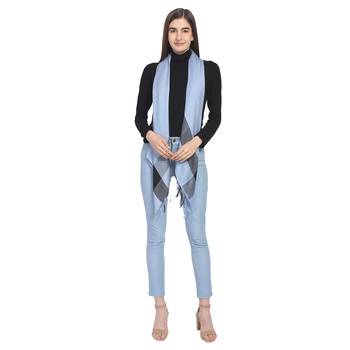 Blue & Black Woven Dobby Viscose Rayon Square Scarf 4