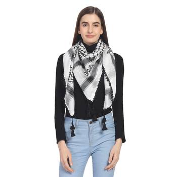 Black & White Woven Polyester Square Scarf 1