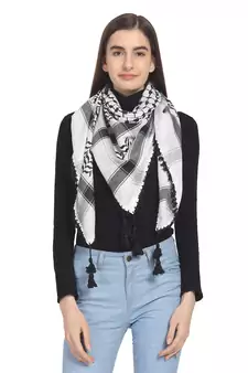 Black & White Woven Polyester Square Scarf