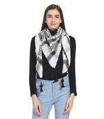Black & White Woven Polyester Square Scarf