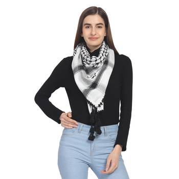 Black & White Woven Polyester Square Scarf 2